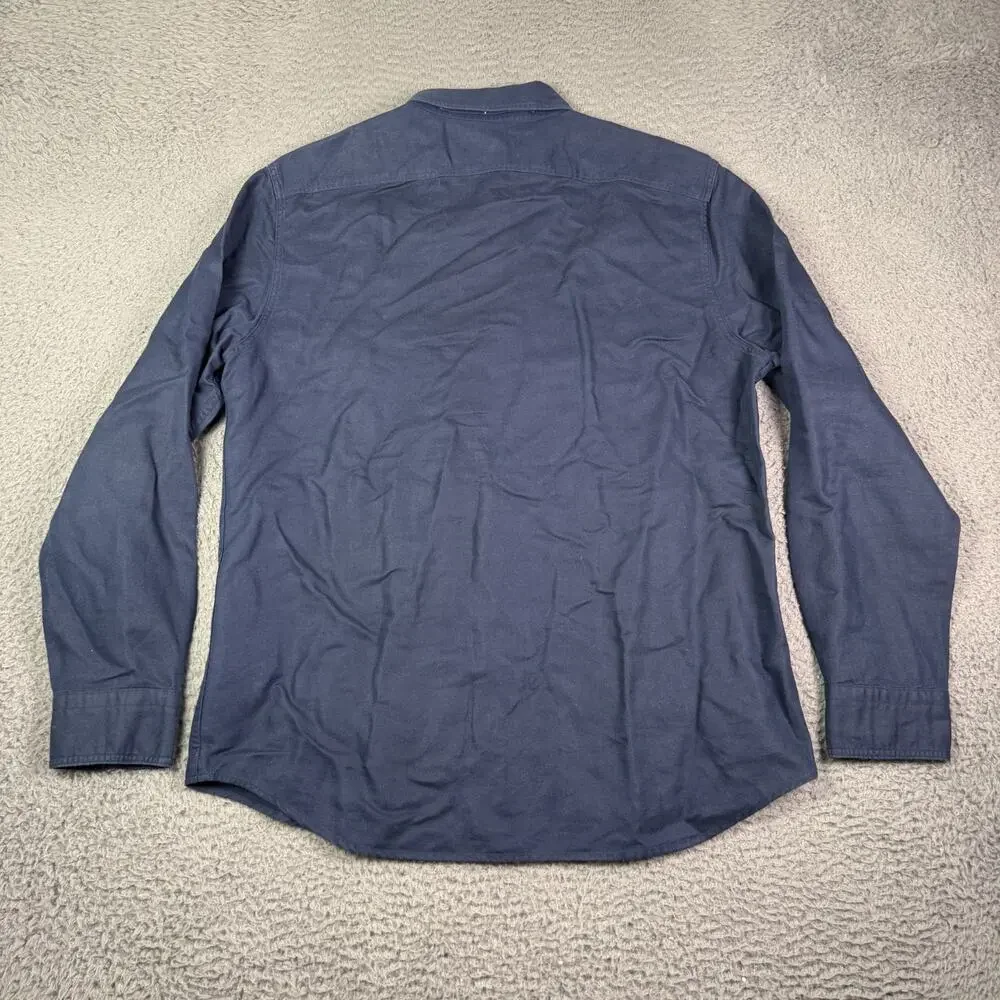 Banana Republic Shirt Mens M Blue Long Sleeve Linen Blend Button Up Summer